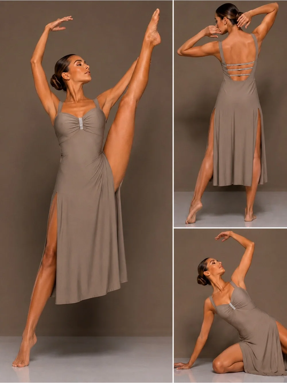 Kelle dance lyrical costume brown tan maxi dress FIRE BURNS BRIGHT 8453 SA
